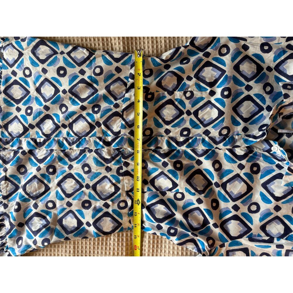 Marella Future Cotton Blue Geometric Belted Shirt Midi Dress - Picture 10 of 15
